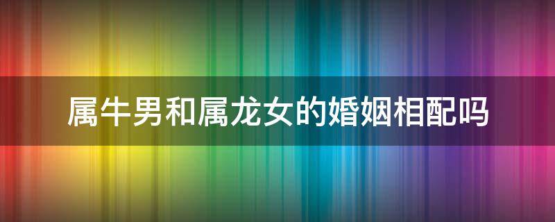 下属牛男和属龙女是否能够走到最后，能过一辈子吗